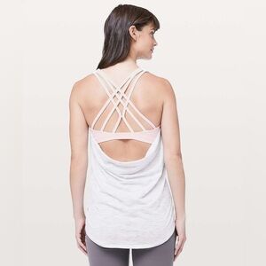 Lululemon Slay The Studio 2-In-1 Tank *Medium Support B/C Cup White Pink Size 8